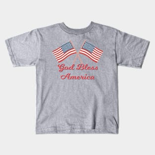 Vintage God Bless America Flags Kids T-Shirt